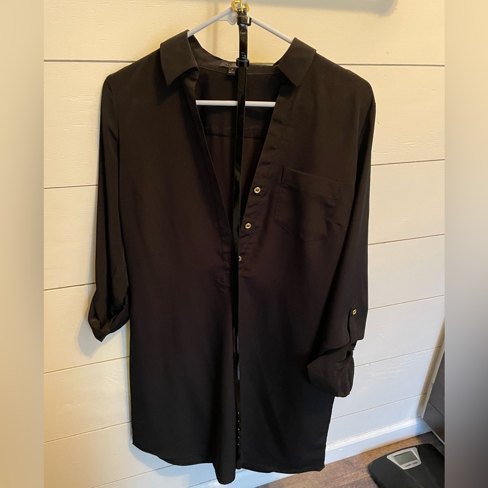 The Limited shirt dress black medium with black patent belt